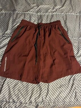 Maroon Men's Athletic Shorts with Zip Pockets